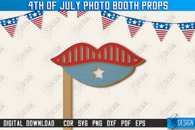 4th of July Photo Booth Props Laser Cut | Party Glasses | Holiday | CNC File SVG Fly Design 