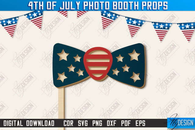 4th of July Photo Booth Props Laser Cut | Party Glasses | Holiday | CNC File SVG Fly Design 
