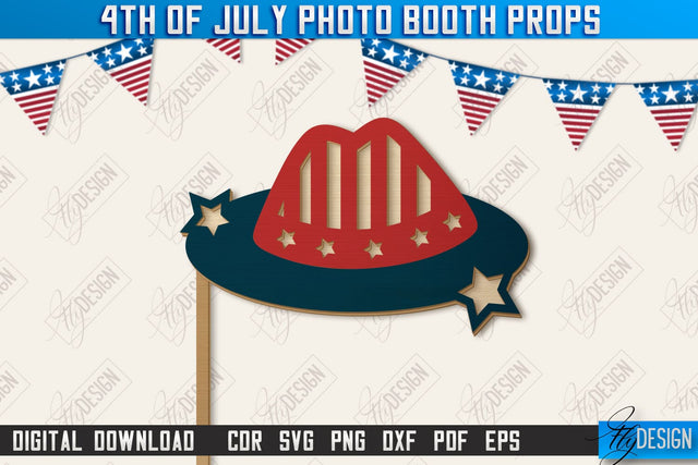 4th of July Photo Booth Props Laser Cut | Party Glasses | Holiday | CNC File SVG Fly Design 