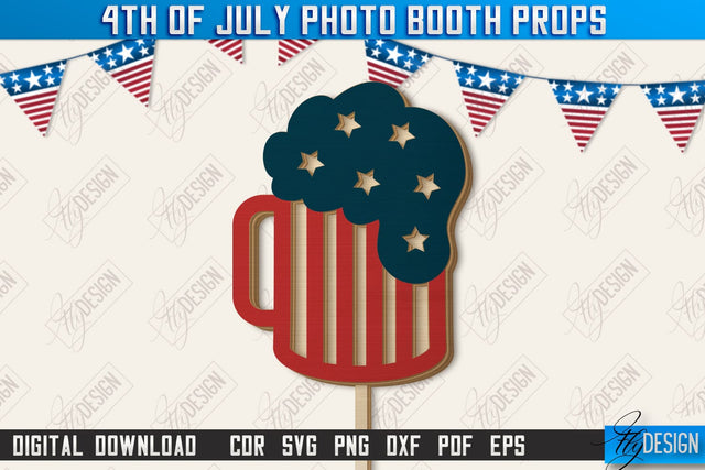4th of July Photo Booth Props Laser Cut | Party Glasses | Holiday | CNC File SVG Fly Design 