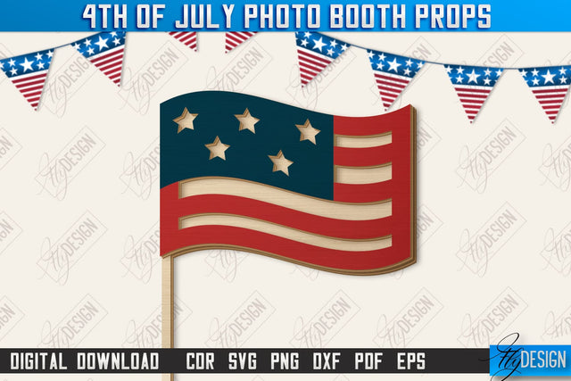 4th of July Photo Booth Props Laser Cut | Party Glasses | Holiday | CNC File SVG Fly Design 