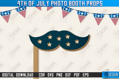 4th of July Photo Booth Props Laser Cut | Party Glasses | Holiday | CNC File SVG Fly Design 