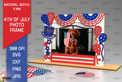 4th of July Photo Frame Laser Cut. Photo Frame SVG SVG Evgenyia Guschina 