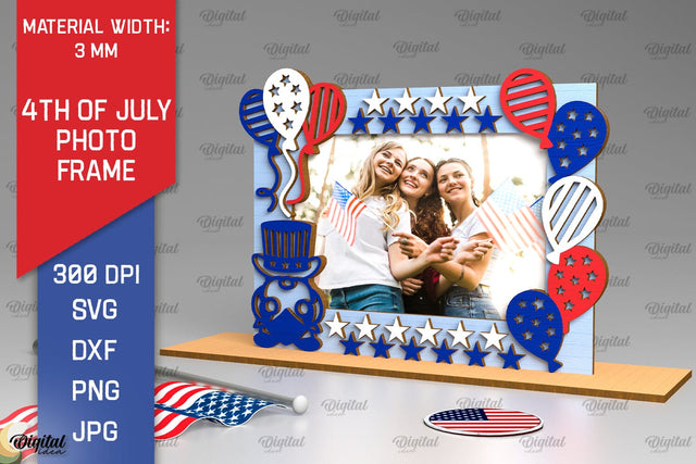 4th of July Photo Frame Laser Cut. Photo Frame SVG SVG Evgenyia Guschina 