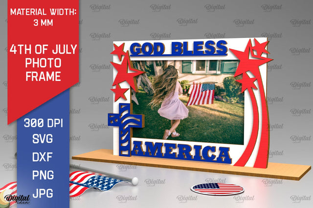 4th of July Photo Frame Laser Cut. Photo Frame SVG SVG Evgenyia Guschina 