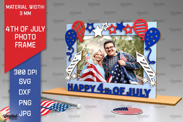 4th of July Photo Frame Laser Cut. Photo Frame SVG SVG Evgenyia Guschina 