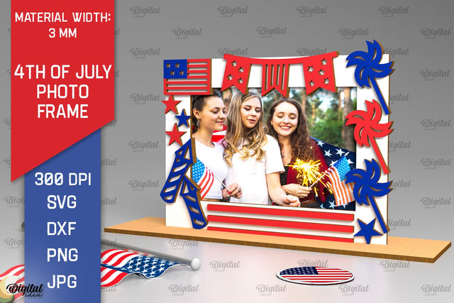 4th of July Photo Frame Laser Cut. Photo Frame SVG SVG Evgenyia Guschina 