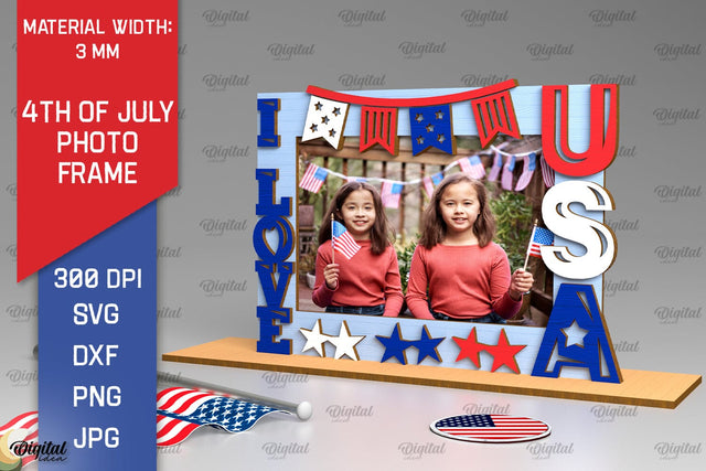 4th of July Photo Frame Laser Cut. Photo Frame SVG SVG Evgenyia Guschina 
