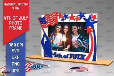 4th of July Photo Frame Laser Cut. Photo Frame SVG SVG Evgenyia Guschina 