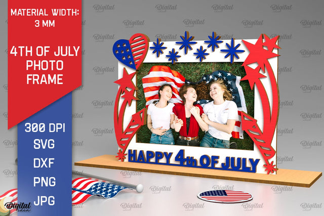 4th of July Photo Frame Laser Cut. Photo Frame SVG SVG Evgenyia Guschina 