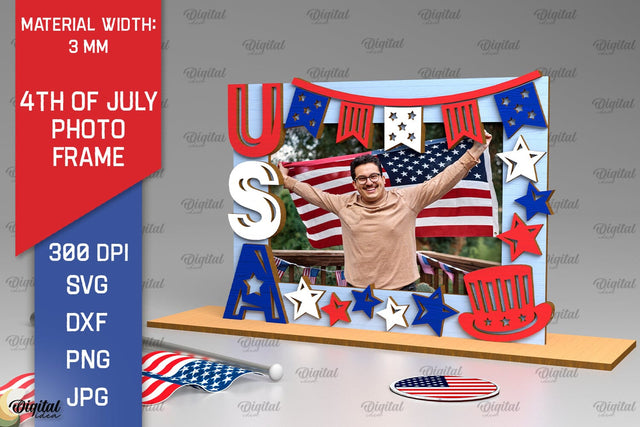 4th of July Photo Frame Laser Cut. Photo Frame SVG SVG Evgenyia Guschina 