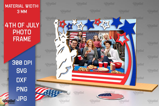 4th of July Photo Frame Laser Cut. Photo Frame SVG SVG Evgenyia Guschina 