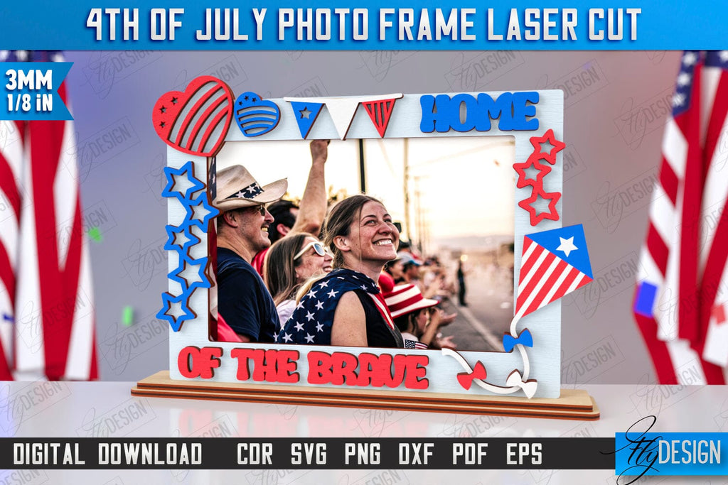 4th of July Photo Frame Laser Cut | Tabletop Photo Frame | Independence ...