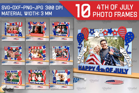 4th of July Photo Frames Laser Cut Bundle. Photo Frames SVG SVG Evgenyia Guschina 