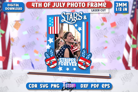 4th of July Photo Frames Laser Cut Bundle | Tabletop Photo Frame | Independence Day | CNC Files SVG The T Store Design 