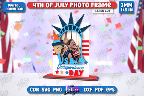 4th of July Photo Frames Laser Cut Bundle | Tabletop Photo Frame | Independence Day | CNC Files SVG The T Store Design 