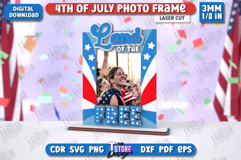 4th of July Photo Frames Laser Cut Bundle | Tabletop Photo Frame | Independence Day | CNC Files SVG The T Store Design 