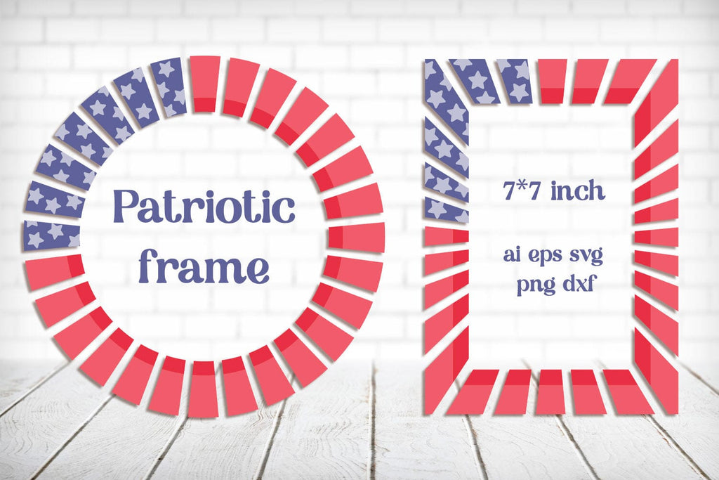 4th of july round and square border, Patriotic frame svg laser cut - So ...