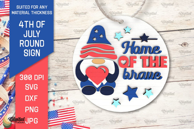 4th of July Round Sign Laser Cut. Patriotic Welcome Sign SVG SVG Evgenyia Guschina 