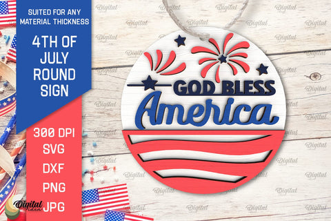 4th of July Round Signs Laser Cut Bundle. Patriotic Welcome Signs SVG SVG Evgenyia Guschina 