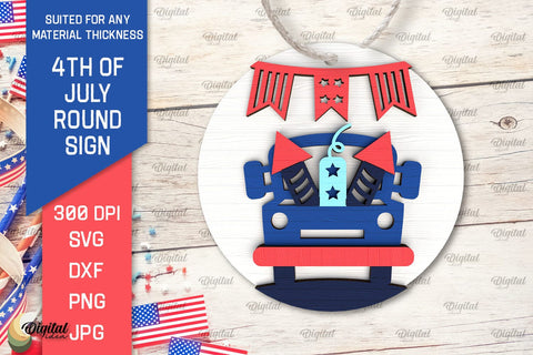 4th of July Round Signs Laser Cut Bundle. Patriotic Welcome Signs SVG SVG Evgenyia Guschina 