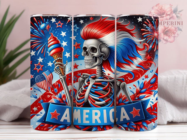 4th of July Skeleton 20oz Tumbler Wrap PNG, Funny Skull America Tumbler Png, Straight & Tapered Tumbler Wrap, Instant Digital Download Sublimation Li Zamperini 