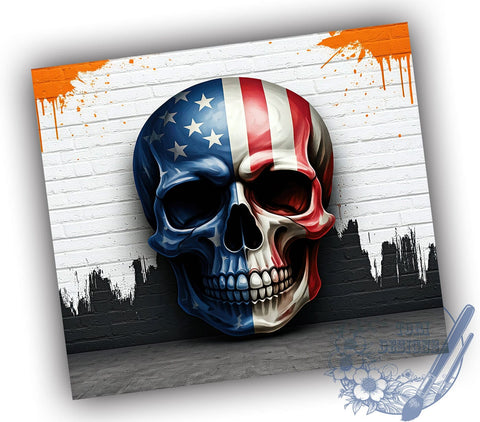 4th of July Skull Tumbler, Patriotic Tumbler Wrap, 20oz Sublimation Design, Independence Day Drinkware, Digital Download, Skull Art Tumbler, American Flag Tumbler Sublimation ToriDesigns 