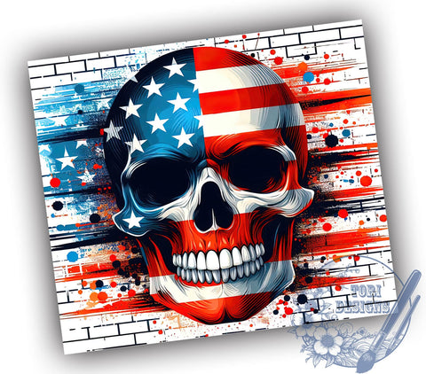 4th of July Skull Tumbler, Patriotic Tumbler Wrap, 20oz Sublimation Design, Independence Day Drinkware, Digital Download, Skull Art Tumbler, American Flag Tumbler Sublimation ToriDesigns 