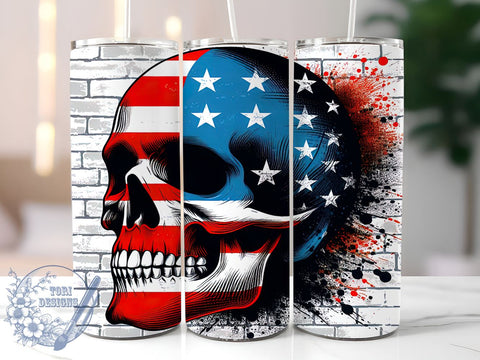 4th of July Skull Tumbler, Patriotic Tumbler Wrap, 20oz Sublimation Design, Independence Day Drinkware, Digital Download, Skull Art Tumbler, American Flag Tumbler Sublimation ToriDesigns 