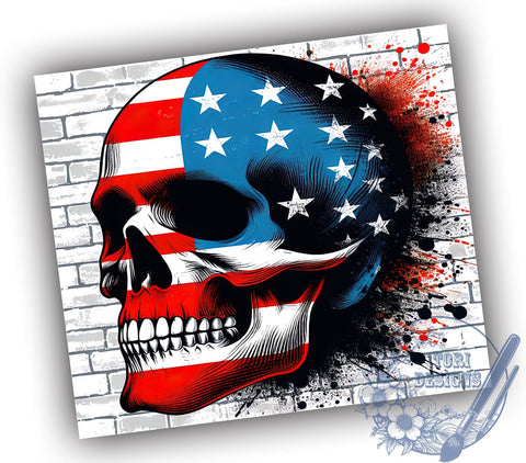 4th of July Skull Tumbler, Patriotic Tumbler Wrap, 20oz Sublimation Design, Independence Day Drinkware, Digital Download, Skull Art Tumbler, American Flag Tumbler Sublimation ToriDesigns 