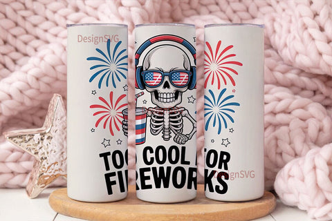 4th of July Skull Tumbler Wrap Sublimation DesignSVG 