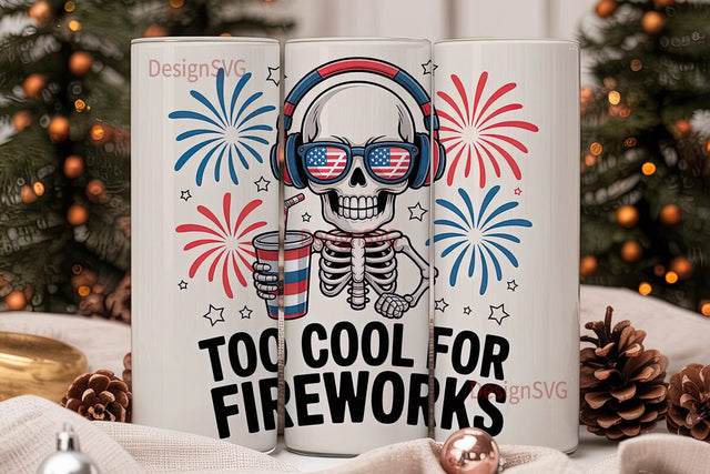 4th of July Skull Tumbler Wrap Sublimation DesignSVG 