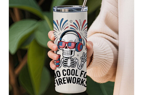 4th of July Skull Tumbler Wrap Sublimation DesignSVG 