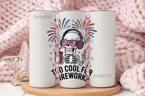 4th of July Skull Tumbler Wrap Sublimation DesignSVG 