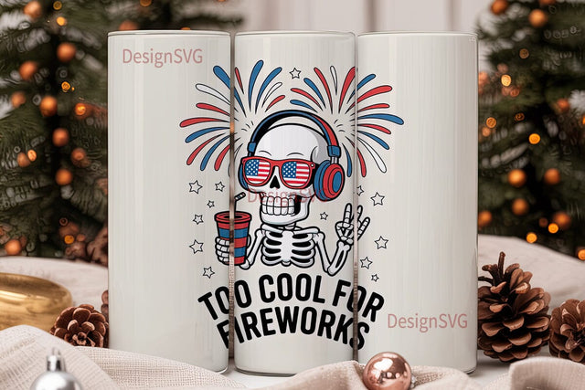 4th of July Skull Tumbler Wrap Sublimation DesignSVG 