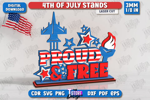 4th of July Stands Laser Cut Bundle | Patriotic Signs | Independence Day | Red White and Blue | CNC Files SVG The T Store Design 