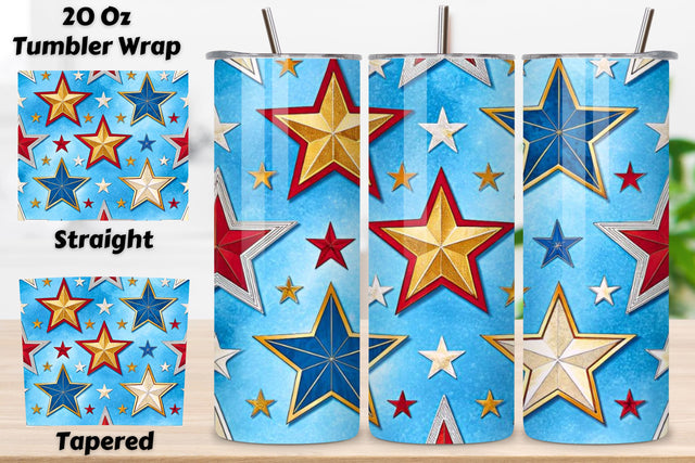 4th Of July Star Spangled Seamless Tumbler Wrap - 3D Glowing Patriotic Background, 20oz Skinny Sublimation Design, American Flag Floral Art, Independence Day Tumbler Wrap, Fourth of July Floral Gift, USA Patriotic Flower Wrap Sublimation FloridPrintables 