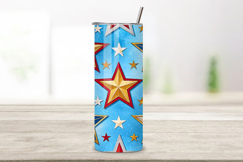 4th Of July Star Spangled Seamless Tumbler Wrap - 3D Glowing Patriotic Background, 20oz Skinny Sublimation Design, American Flag Floral Art, Independence Day Tumbler Wrap, Fourth of July Floral Gift, USA Patriotic Flower Wrap Sublimation FloridPrintables 