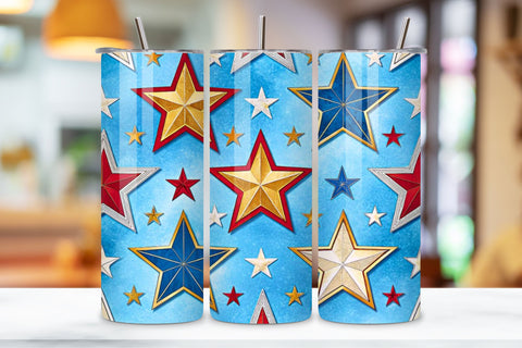 4th Of July Star Spangled Seamless Tumbler Wrap - 3D Glowing Patriotic Background, 20oz Skinny Sublimation Design, American Flag Floral Art, Independence Day Tumbler Wrap, Fourth of July Floral Gift, USA Patriotic Flower Wrap Sublimation FloridPrintables 