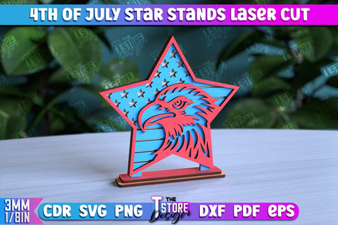 4th of July Star Stand Bundle | Decorative 3D Stand | Red White and Blue | CNC File SVG The T Store Design 