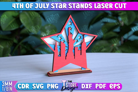 4th of July Star Stand Bundle | Decorative 3D Stand | Red White and Blue | CNC File SVG The T Store Design 
