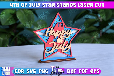 4th of July Star Stand Bundle | Decorative 3D Stand | Red White and Blue | CNC File SVG The T Store Design 