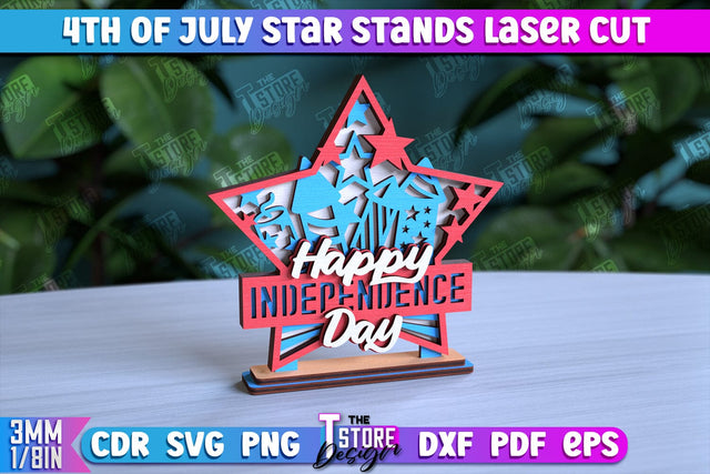 4th of July Star Stand | Decorative 3D Stand | Red White and Blue | CNC File SVG The T Store Design 