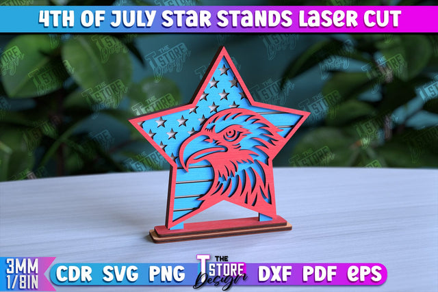 4th of July Star Stand | Decorative 3D Stand | Red White and Blue | CNC File SVG The T Store Design 