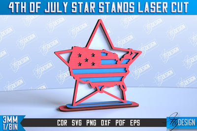 4th of July Star Stand | Patriotic Star Stand | Decorative Stand | Red White and Blue | CNC File SVG Fly Design 
