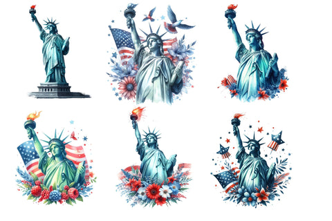 4th of July Statue of Liberty Clipart Sublimation Rupkotha 