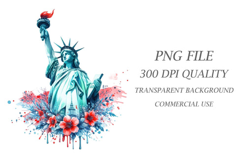 4th of July Statue of Liberty Clipart Sublimation Rupkotha 