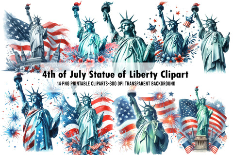 4th of July Statue of Liberty Clipart Sublimation Rupkotha 