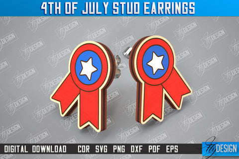 4th of July Stud Earrings Bundle | Patriotic Earrings | Red White and Blue | CNC File SVG Fly Design 