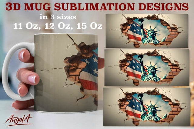 4th of july sublimation mug wrap / statue of liberty png Sublimation Angelina Semenova 